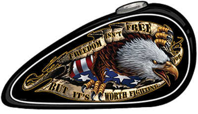 Freedom isn't Free Eagle Motorcycle Gas Tank Shape Tin Sign