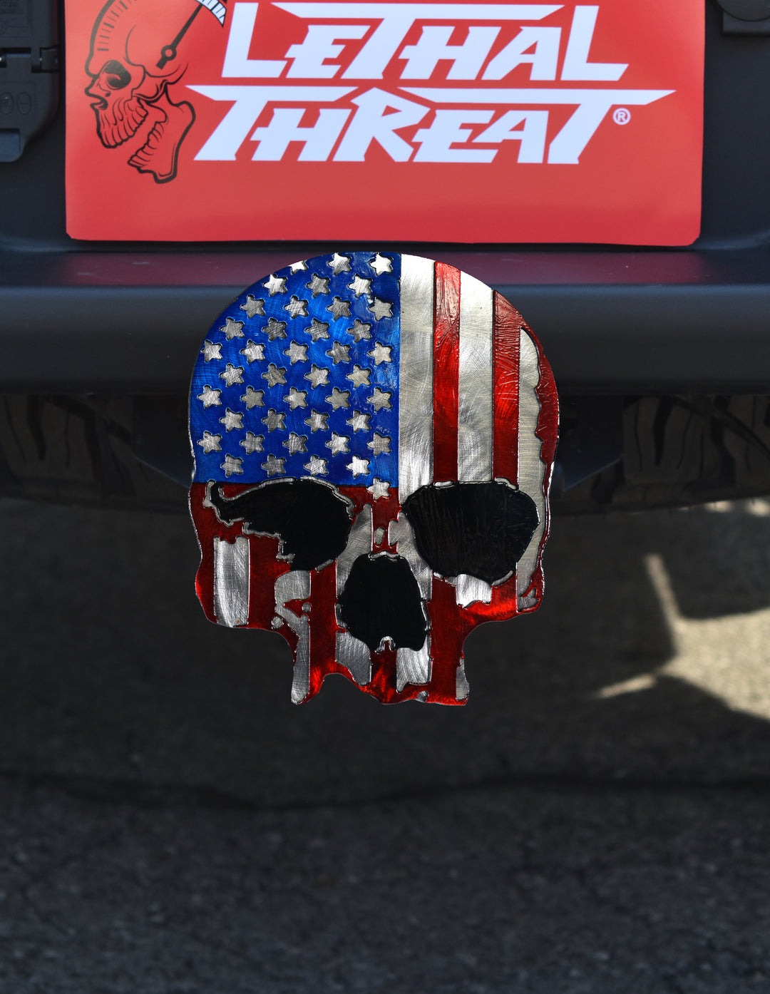 U.S.A. Skull Color Metal Hitch Plug