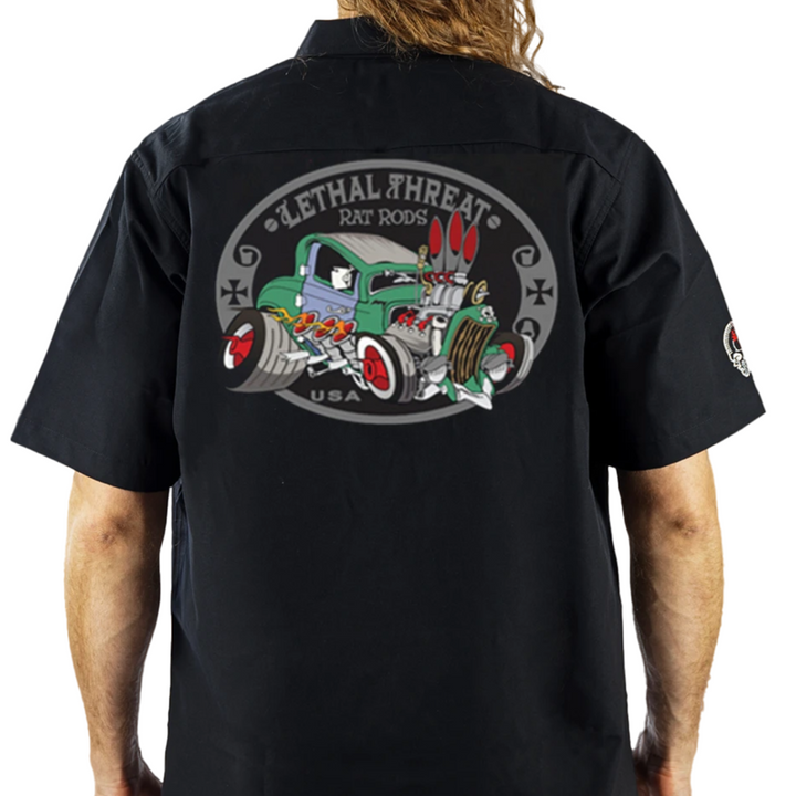 Kustom Kulture Rat Rod Embroidered Work Shirt / Shop Shirt