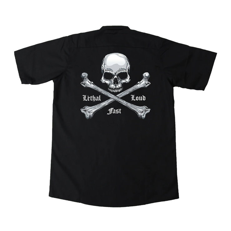 Skull N Bones Embroidered Work Shirt / Shop Shirt
