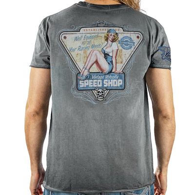 Vintage Velocity Speed Shop Pin Up Girl Tee