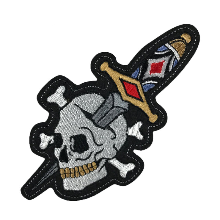 Dagger Skull  Embroidered Patch