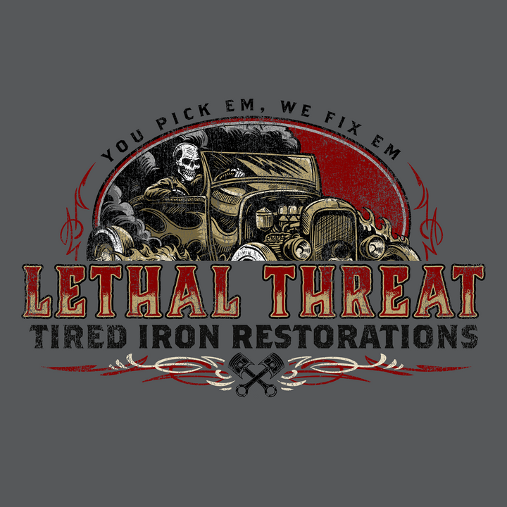 Tired Iron Restorations Vintage Washed Old Silver Men's Gray Tee Shirt