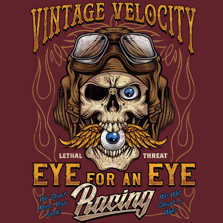 Eye For An Eye Vintage Washed Men's Burgundy Rust Tee Shirt