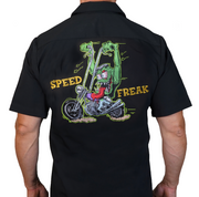 Speed Freak Motorcycle Monster Embroidered Work Shirt / Shop Shirt