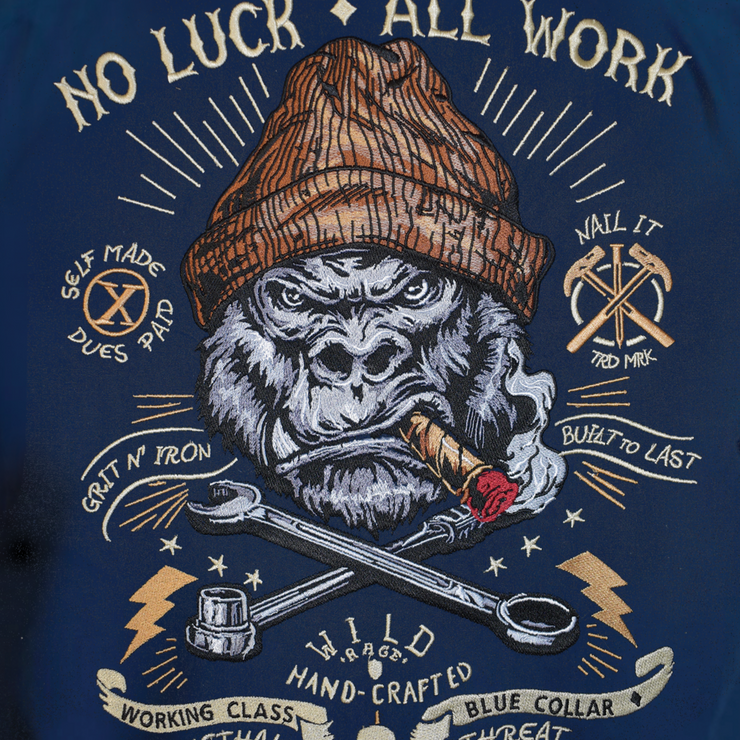No Luck All Work Embroidered Work Shirt / Shop Shirt