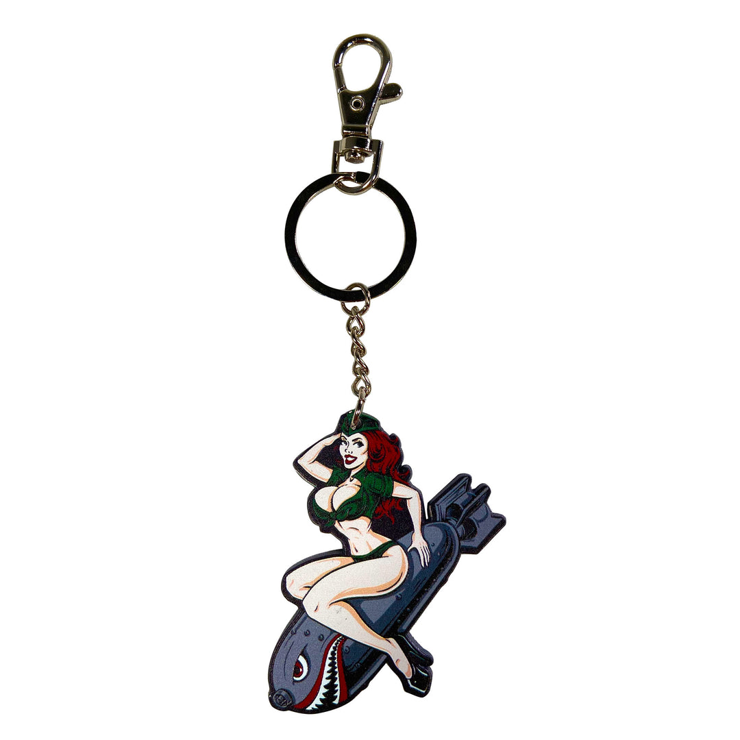 Bombs Away Girl Metal Keychain