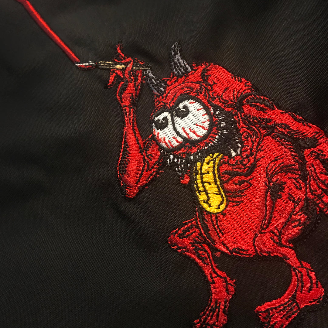 Pinstripe Painting Monster Embroidered Work Shirt / Shop Shirt