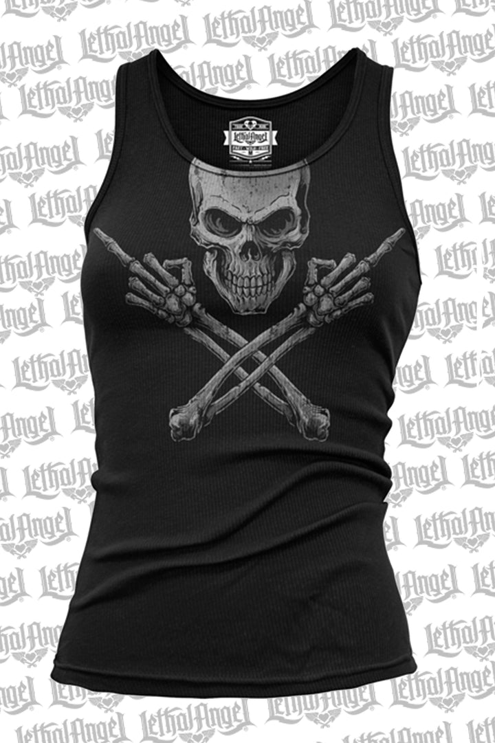 Middle Finger Skull Tank Top