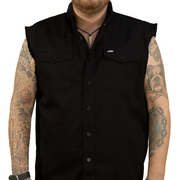 Lone Wolf Printed Sleeveless Button Down