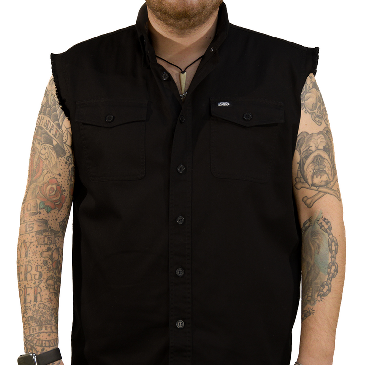 Lone Wolf Printed Sleeveless Button Down