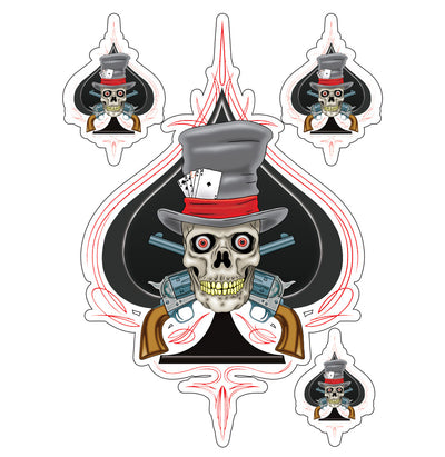 Pinstripe Top Hat Death Dealer Skull Decal