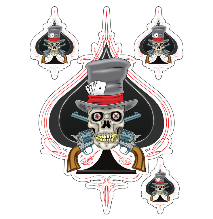 Pinstripe Top Hat Death Dealer Skull Decal