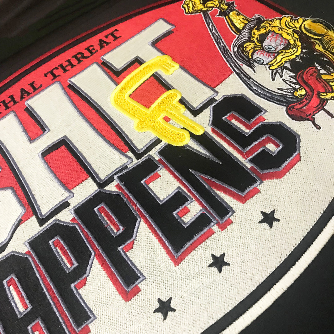 Shift Happens Monster Embroidered Work Shirt / Shop Shirt