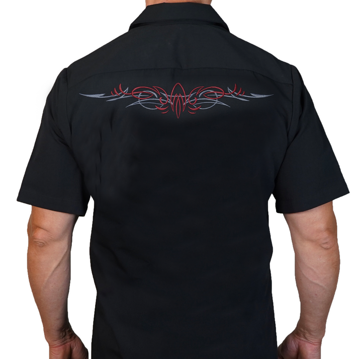 Winged Helmet Monster Embroidered Work Shirt / Shop Shirt