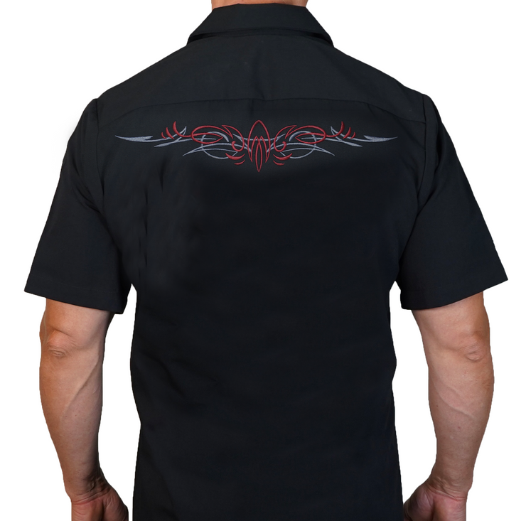 Winged Eyeball Monster Embroidered Work Shirt / Shop Shirt