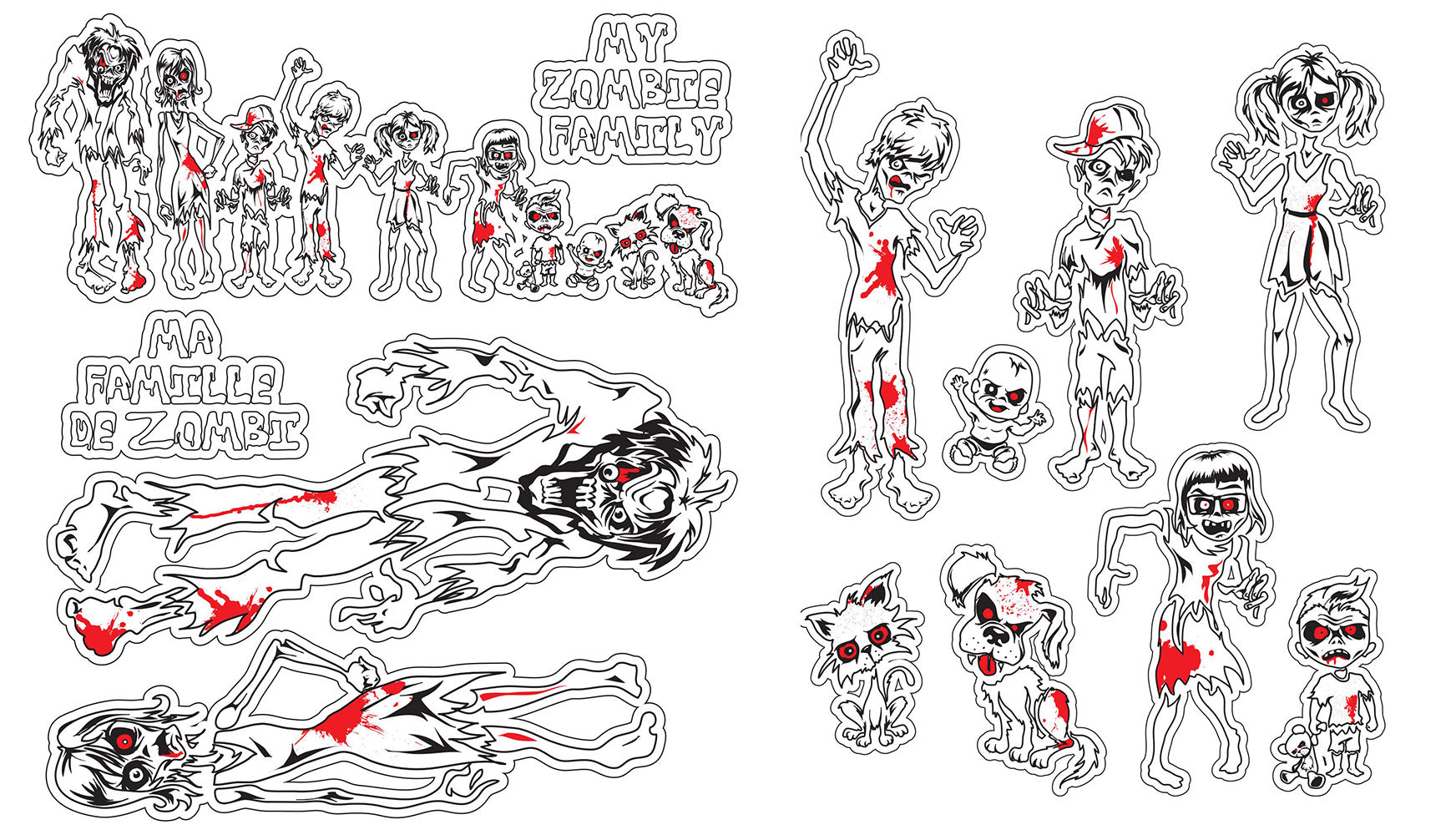 Zombie Familie Auto Stickers